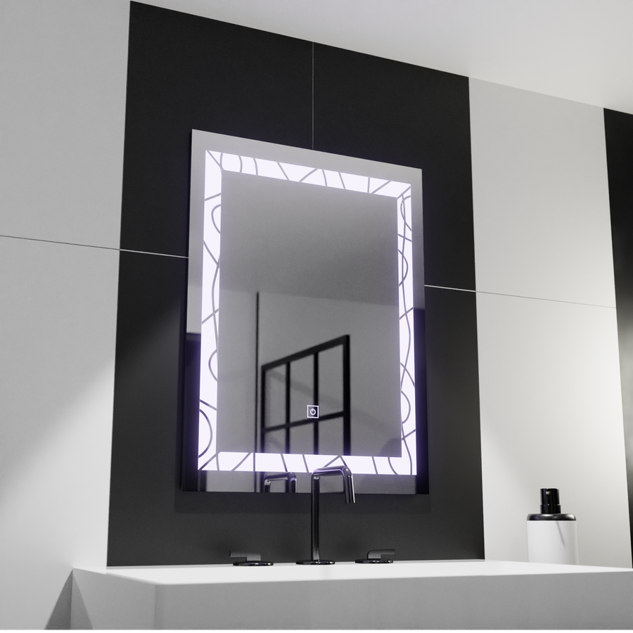 Specchio rettangolare a LED, 60x80 cm, Deco Frame Basic Touch Specchi Korman C Titolo predefinito Alessandro Design