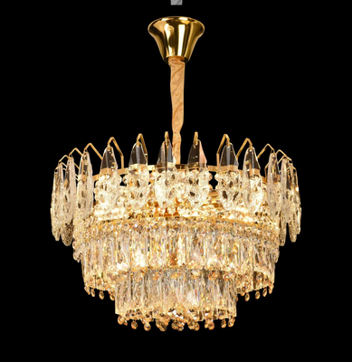 Lampadario Cristallo CC6687/500GD 9x E14, Diametro 50cm, Oro Lucido, Altezza Regolabile