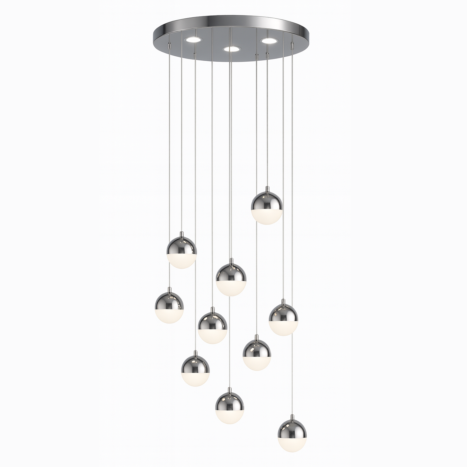 Lampadario LED a sospensione con telecomando JEREMIAS 132W, 10 Elementi, Luce Fredda/Calda/Neutra, Dimmerabile, Lampadari Moderni Argento Titolo predefinito Alessandro Design