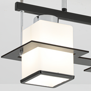 Lampadario classico Aramis con paralume quadrato in legno 2X E27 Lampadari classici grigio nero Titolo predefinito Alessandro Design
