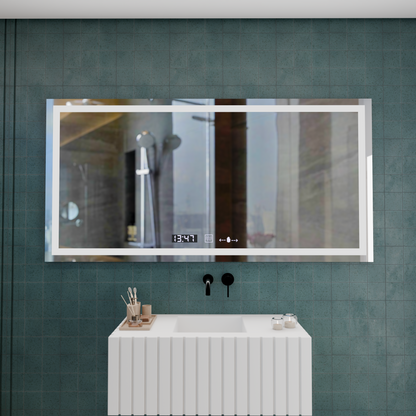 Specchio LED rettangolare, 120x60cm, Verite MotionGlow Marcello, Sistema di disappannamento, Orologio e Termometro, Specchi Dimmerabili Marcello Titolo predefinito Alessandro Design