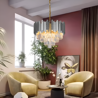 Lampadario in Cristallo BLOIS Eleganza 8xE14, Diametro 50 cm, Argento, Altezza Regolabile Lampadari in Cristallo Titolo predefinito Alessandro Design