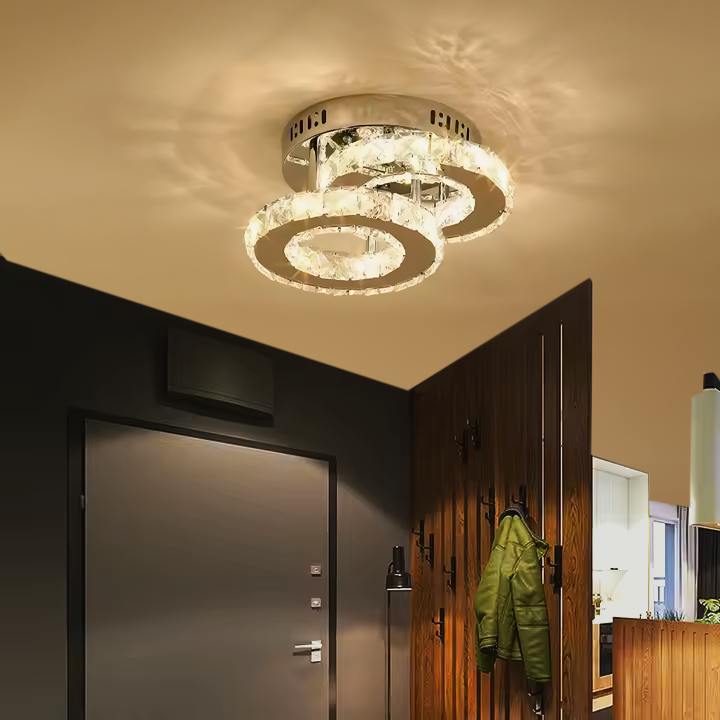Lampadario LED in cristallo ROYALO ROTONDA 26W, 2 Cerchi, Luce Fredda/Calda/Neutra, Lampadari LED Cromo Lucido Titolo predefinito Alessandro Design