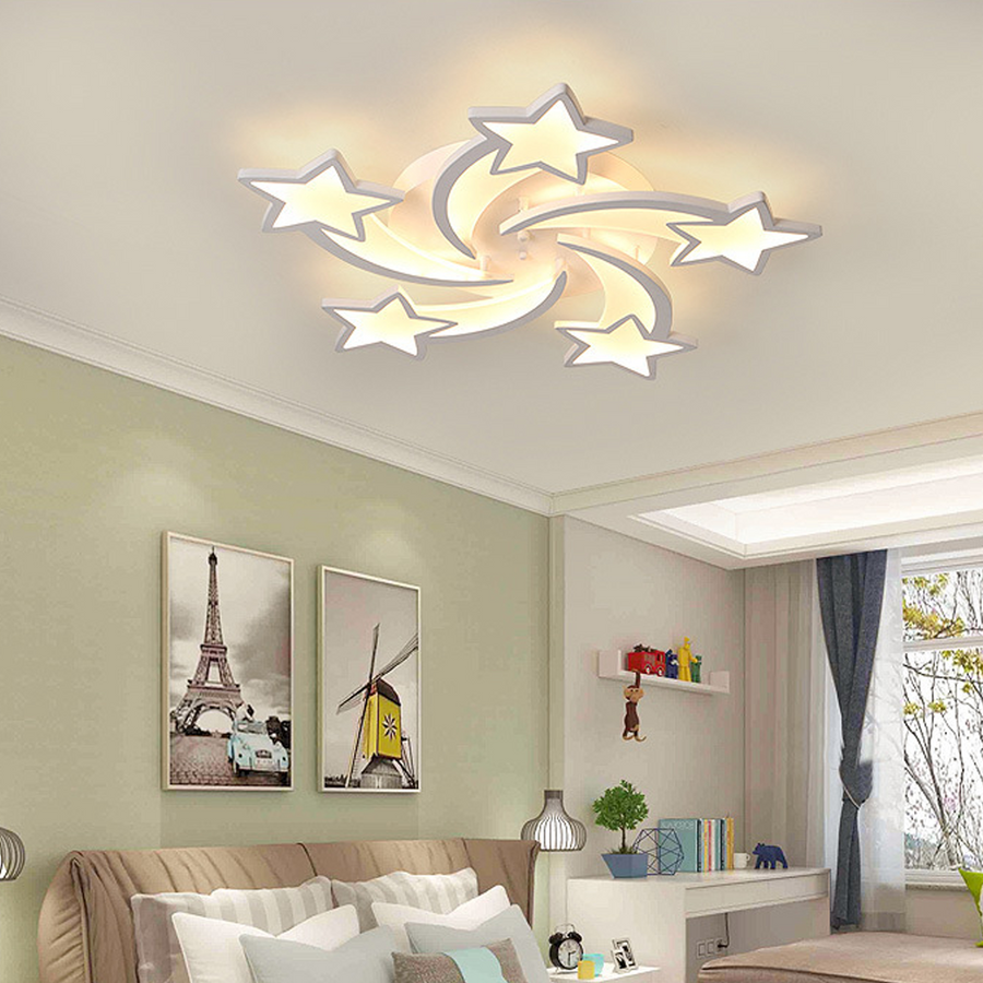 Lustra LED cu telecomanda IPOMOEA 85W, 5 Stele, lumina Rece/Calda/Neutra, Dimabila, Alb Lustre LED cu Telecomanda Default Title Alessandro Design