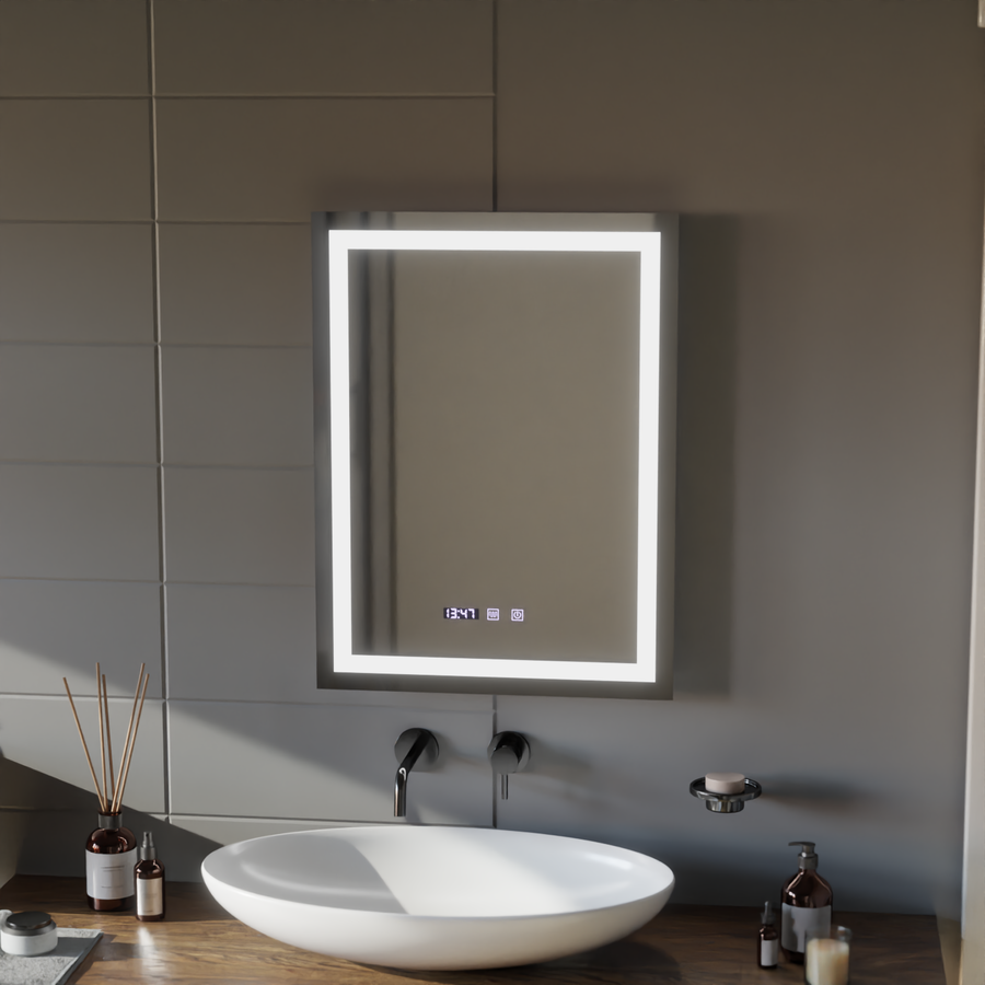 MODENA LED Touch Mirror Sistema Antiappannamento, Orologio e Temperatura 60x80 cm Korman S Specchi Titolo predefinito Alessandro Design