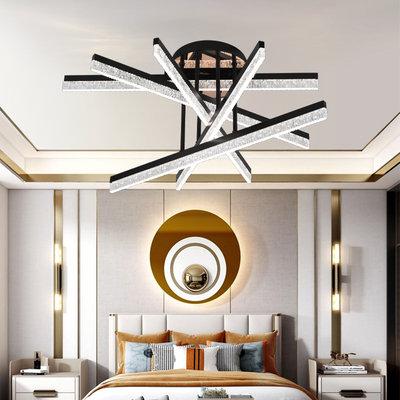 Lampadario LED con Telecomando LT179/5BK, 68W, 5 Elementi, Luce Fredda/Calda/Neutra, Dimmerabile, Nero