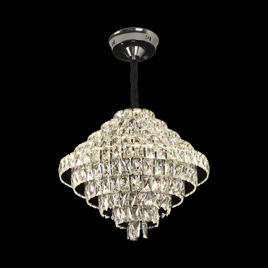Candelabru Cristal Opal cu telecomanda, 110W, Diametru 35 cm, 3000K/4000/6000K, Crom Lucios, Inaltime Reglabila Candelabre Cristal Default Title Alessandro Design
