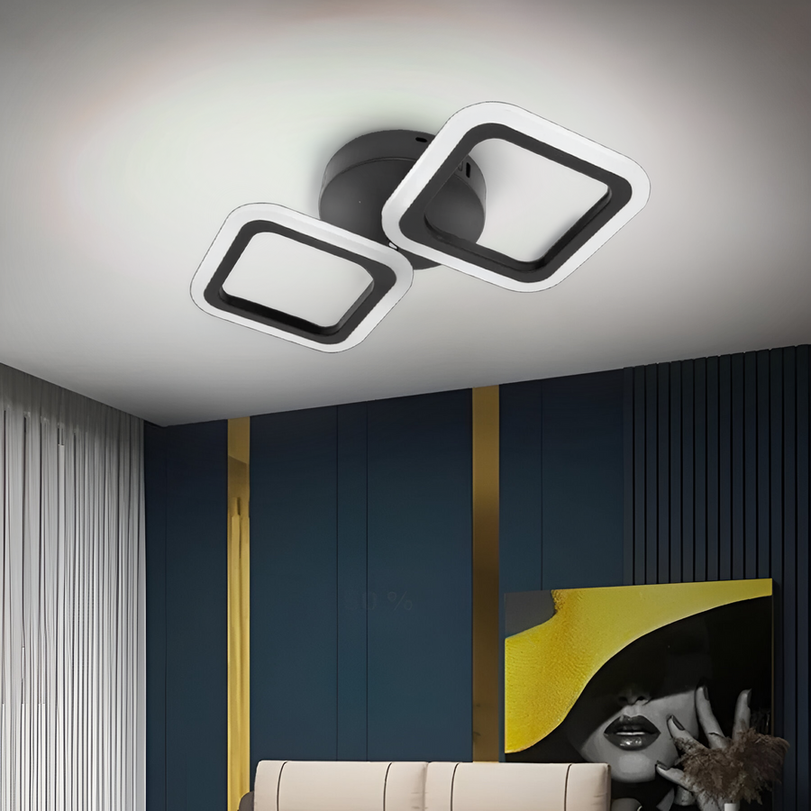 Lampadario LED PULSARIS 27W, 2 Quadrati, Luce Fredda/Calda/Neutra, Nero Lampadari LED Titolo predefinito Alessandro Design