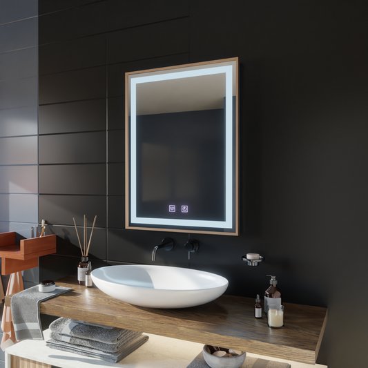 Specchio Kariri LED Touch, 60x80 cm, funzione Demister, cornice spazzolata Gold Rose Specchi Korman E Titolo predefinito Alessandro Design