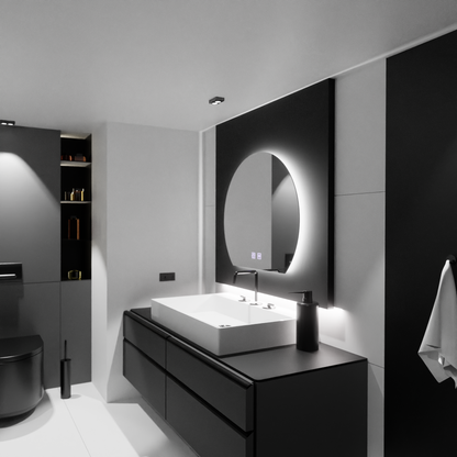 Specchio LED mezzaluna, 60x54, Soluna Touch, Sistema Demister, Specchi Dimmerabili Korman E Titolo predefinito Alessandro Design