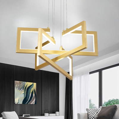 Lampadario LED con telecomando, Sospensione 71W, 3 Elementi, Luce Fredda/Calda/Neutra, Dimmerabile, Altezza regolabile, Oro