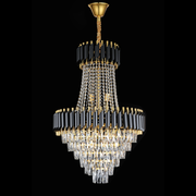 Lampadario in Cristallo CC900/800X1200, 23xE14, Diametro 80cm, Altezza 120cm, Oro Lucido e Nero, Altezza Regolabile, Design Elegante Lampadari in Cristallo Titolo predefinito Alessandro Design
