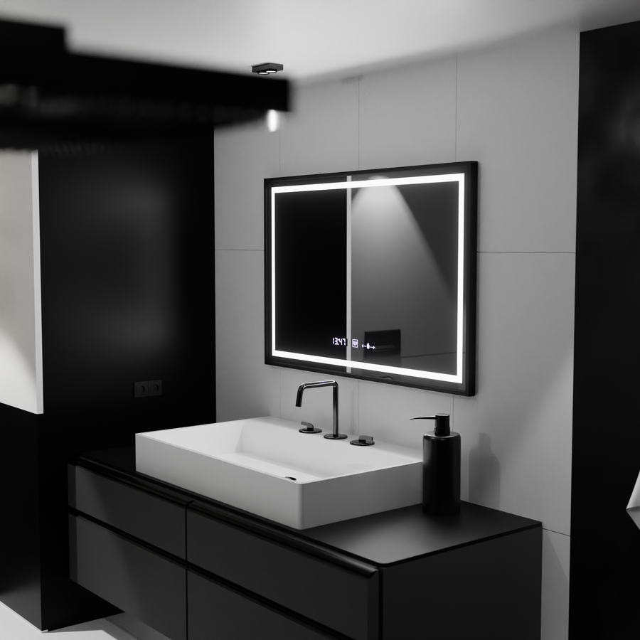 Oglinda LED Rectangulara, 120x80cm, Verite Majeste Noir Motion Glow Marcello, Sistem Dezaburire, Ceas & Termometru, Dimabila Oglinzi Marcello Default Title Alessandro Design