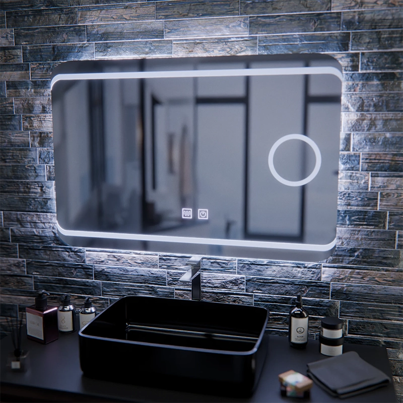 Specchio LED E30S/65X45, Funzione Touch e Disappannamento, Luce Cosmetica, 65x45cm, Luce Fredda 6000K