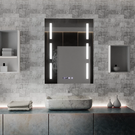 Specchio LED Touch Erich S86/60X80 Sistema Demist, Orologio e Temperatura 60x80 cm