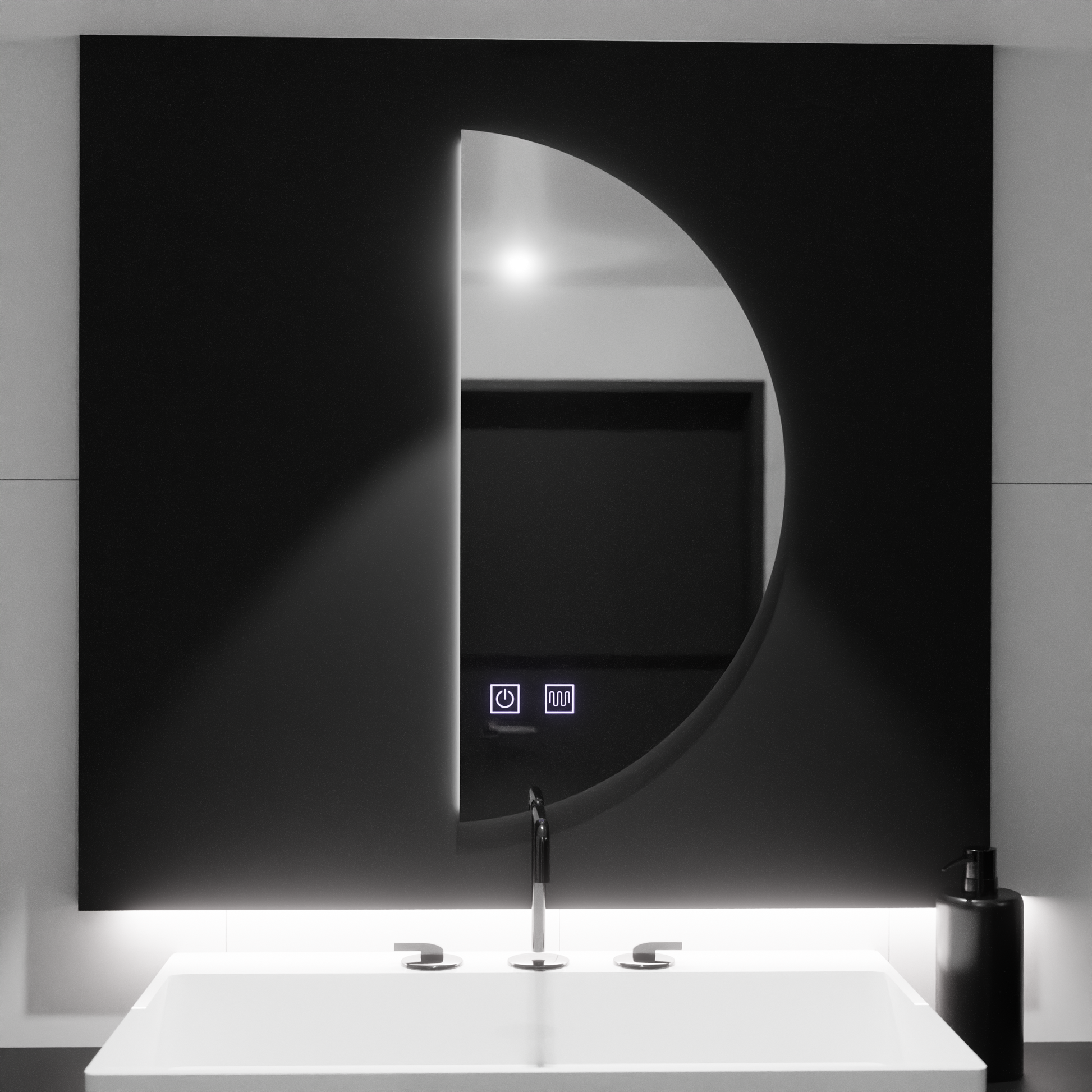 Specchio LED Semiluna 50x100cm, Arcuate Touch, Sistema Demister, Specchi Dimmerabili Korman E Titolo predefinito Alessandro Design