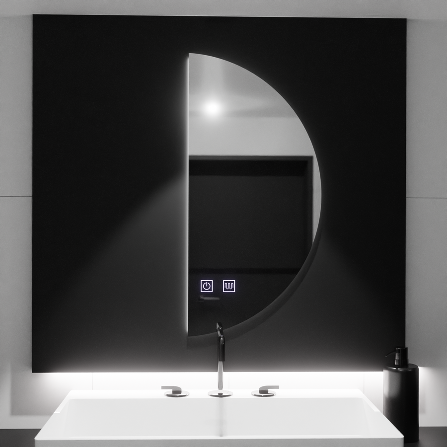 Specchio LED Semiluna 50x100cm, Arcuate Touch, Sistema Demister, Specchi Dimmerabili Korman E Titolo predefinito Alessandro Design