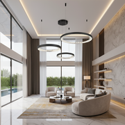 Lampadario LED a Sospensione con telecomando, Cristalli K9, 80W, 3 Cerchi, Luce Fredda/Calda/Neutra, Dimmerabile, Nero, Regolabile in Altezza