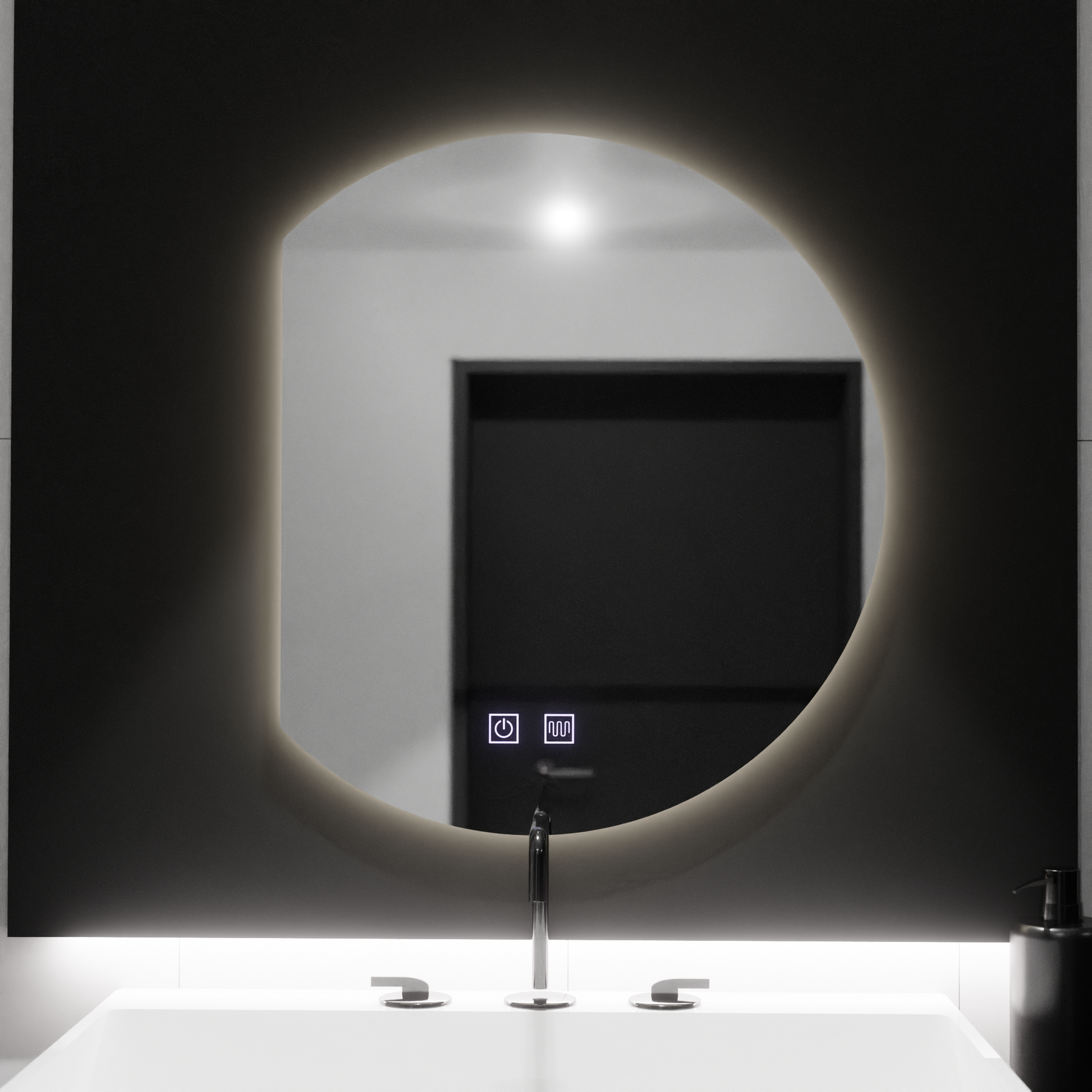 Semiluna LED Specchio 54x60, Arcana Touch, Sistema Demister, Specchi Dimmerabili Korman E Titolo predefinito Alessandro Design