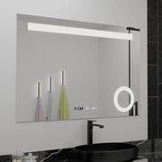 Specchio rettangolare a LED, 80x60 cm, ABSOLU MotionGlow Marcello, sistema di disappannamento, orologio e termometro, lente d'ingrandimento cosmetica, specchi dimmerabili Marcello Titolo predefinito Alessandro Design