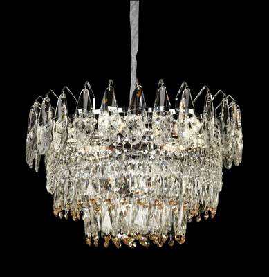 Lampadario di cristallo CC6687/500CR 9x E14, diametro 50 cm, cromo lucido, altezza regolabile