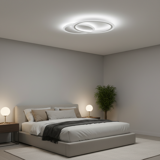 Lampadario a LED con telecomando LUCY 27W, 2 Cerchi, Luce Fredda/Calda/Neutra, Dimmerabile, Lampadario a LED Bianco con telecomando Titolo predefinito Alessandro Design