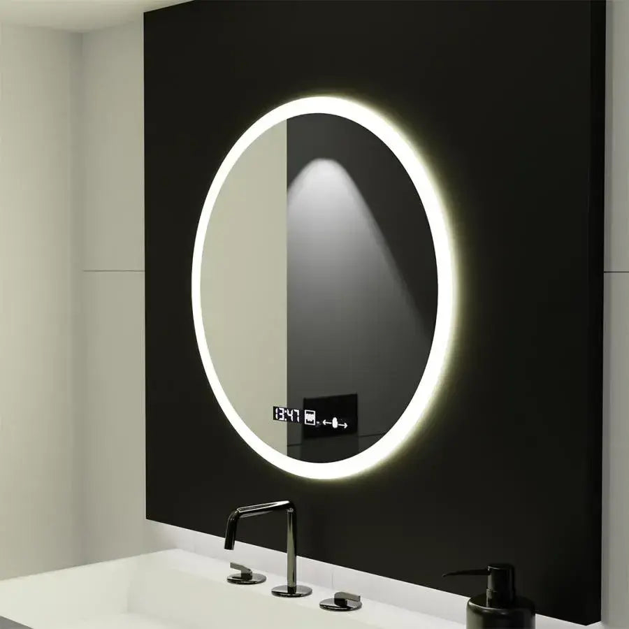 Specchio rotondo a LED 50 cm Giulia Sensore MotionGlow Marcello Sistema antiappannante Orologio e termometro Dimabila Specchi Marcello Titolo predefinito Alessandro Design