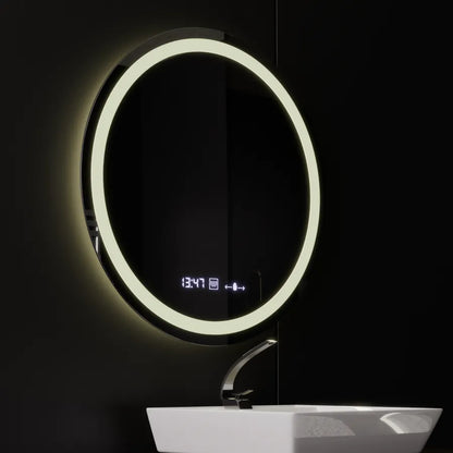 Specchio rotondo a LED, diametro 50 cm, Celeste MotionGlow Marcello, sistema antiappannamento, orologio e termometro, dimmerabile, luce calda neutra fredda 3000K/4000K/6000K Marcello Mirrors Titolo predefinito Alessandro Design