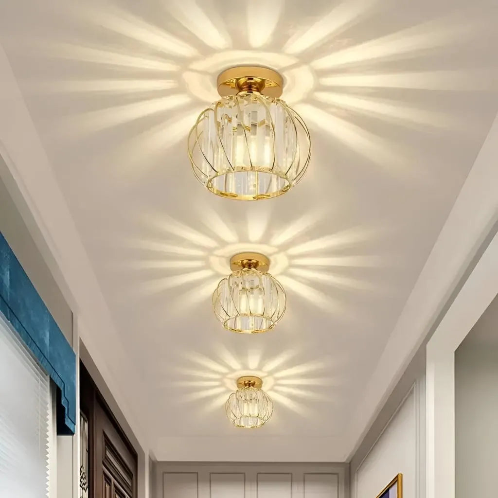 Lampadario Monica, 1XE27, Oro, D 16 cm, Metallo e Cristallo Lampadari Classici Titolo predefinito Alessandro Design