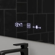 Specchio rettangolare a LED, 120x80 cm, ABSOLU MotionGlow Marcello, sistema di disappannamento, orologio e termometro, lente d'ingrandimento cosmetica, specchi dimmerabili Marcello Titolo predefinito Alessandro Design