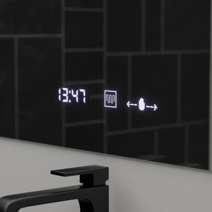 Specchio rettangolare a LED, 120x80 cm, ABSOLU MotionGlow Marcello, sistema di disappannamento, orologio e termometro, lente d'ingrandimento cosmetica, specchi dimmerabili Marcello Titolo predefinito Alessandro Design