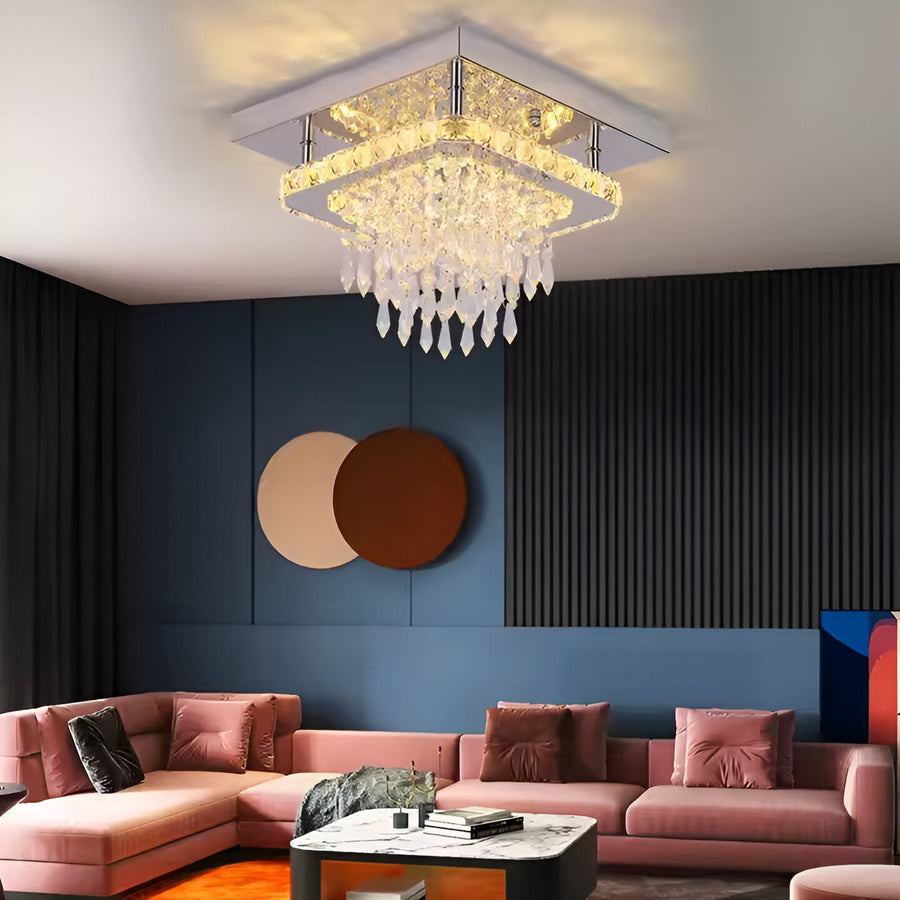Alberico Lampadario LED Quadrato, 17W, Luce Fredda/Calda/Neutra, Cristallo, Cromo Lucido Lampadari Moderni Titolo predefinito Alessandro Design