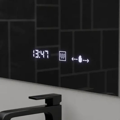 Specchio rettangolare a LED, 80x60 cm, ABSOLU MotionGlow Marcello, sistema di disappannamento, orologio e termometro, lente d'ingrandimento cosmetica, specchi dimmerabili Marcello Titolo predefinito Alessandro Design