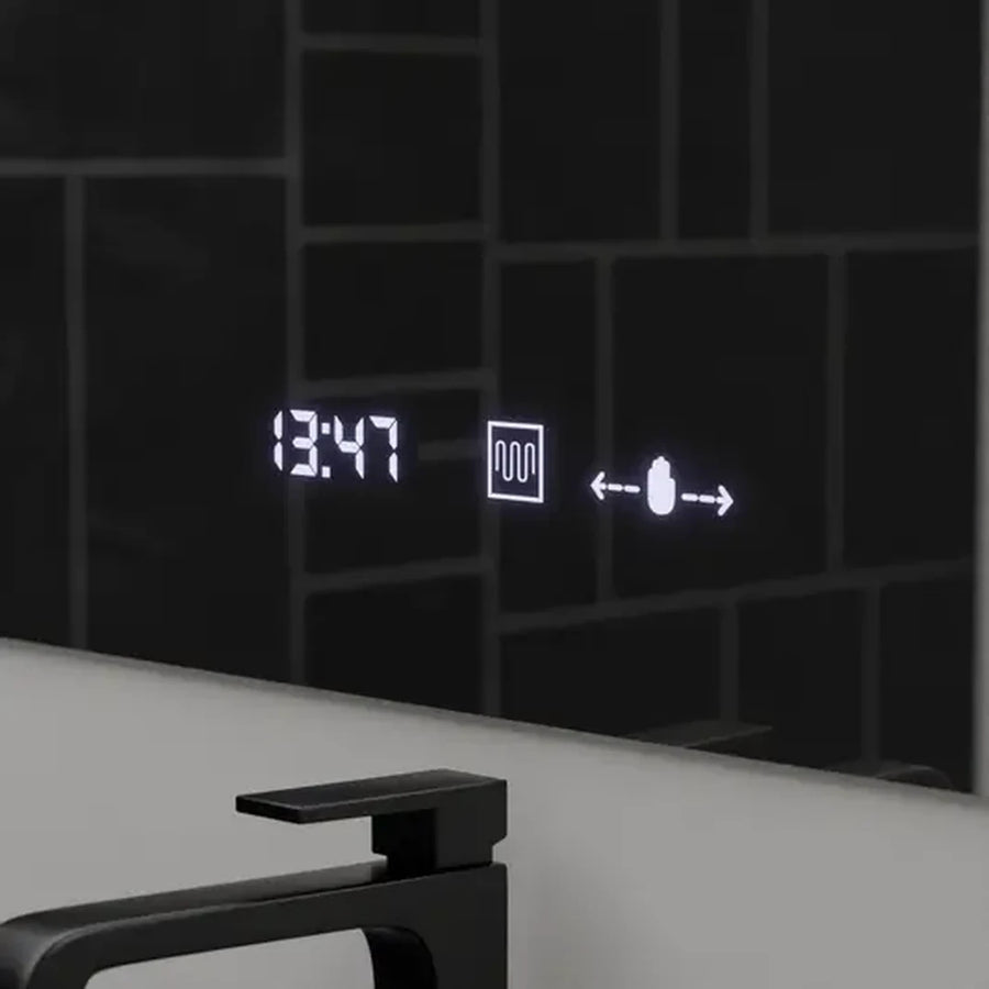 Specchio rettangolare a LED, 80x60 cm, ABSOLU MotionGlow Marcello, sistema di disappannamento, orologio e termometro, lente d'ingrandimento cosmetica, specchi dimmerabili Marcello Titolo predefinito Alessandro Design