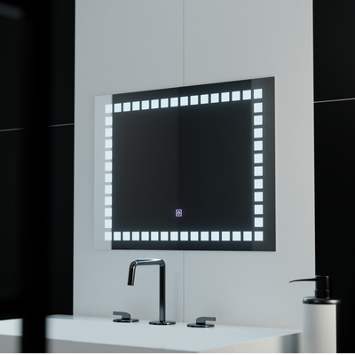Specchio LED rettangolare, 80x60cm, Grid Light Basic Touch