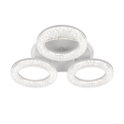 Lustră LED FREJA cu Telecomandă, 50W, 3000K/4000K/6000K, Dimabil, Alb, Cristale, 3 Cercuri Lustre LED cu Telecomanda Default Title Alessandro Design