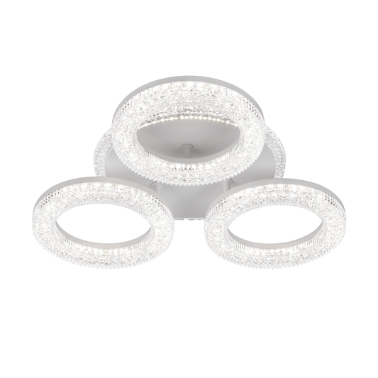 FREJA Lampadario LED con Telecomando, 50W, 3000K/4000K/6000K, Dimmerabile, Bianco, Cristalli, 3 Cerchi Lampadari LED con Telecomando Titolo predefinito Alessandro Design