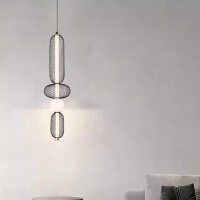 Lampadario LED a Sospensione LM551/4BK, 24W, Luce 3000/4000/6000K, Nero, Altezza Regolabile