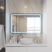 Specchio rettangolare a LED 100x65 cm EDGE Touch Demister System, specchi con cornice nera Korman E Titolo predefinito Alessandro Design
