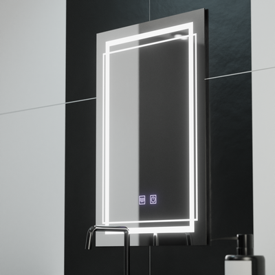 Oglinda LED Rectangulara, 60x80cm, KOVEN Touch, Lumina Rece, Sistem Dezaburire,Dimabila