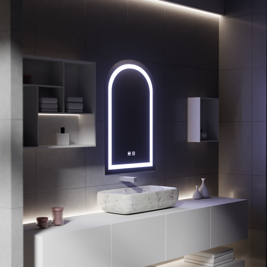 Specchio Touch LED con Funzione Disappannante, Specchi 80x50cm Korman E Titolo predefinito Alessandro Design