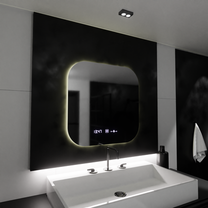 Oglinda LED Rectangulara 60x60 Aura Riflesso Puro MotionGlow Marcello, Sistem Dezaburire, Termometru si Ceas, Dimabila Oglinzi Marcello Default Title Alessandro Design