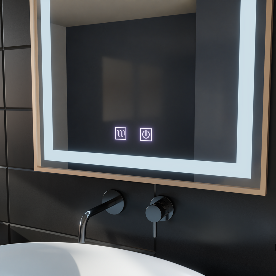 Oglinda LED Touch Kariri, 60x80 cm, functie Dezaburire, Rama Gold Rose Brushed Oglinzi Korman E Default Title Alessandro Design