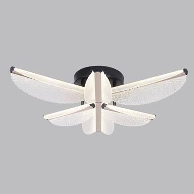 Lampadario LED con Telecomando TULLIO 67W, 6 Petali, Luce Fredda/Calda/Neutra, Dimmerabile, Nero