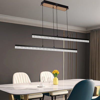 Lustra LED Suspendata cu Telecomanda, STRATA, 2 elemente, 37W, Lumina 3000/4000/6000K, Negru, Inaltime Reglabila