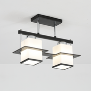 Lampadario classico Aramis con paralume quadrato in legno 2X E27 Lampadari classici grigio nero Titolo predefinito Alessandro Design