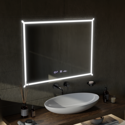 Specchio LED rettangolare, 80x60cm, VillayTouch Marcello, Sistema Disappannante, Dimabila Specchi Marcello Titolo predefinito Alessandro Design