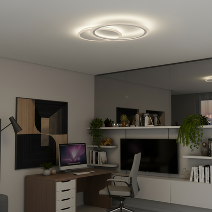 Lampadario a LED con telecomando LUCY 27W, 2 Cerchi, Luce Fredda/Calda/Neutra, Dimmerabile, Lampadario a LED Bianco con telecomando Titolo predefinito Alessandro Design