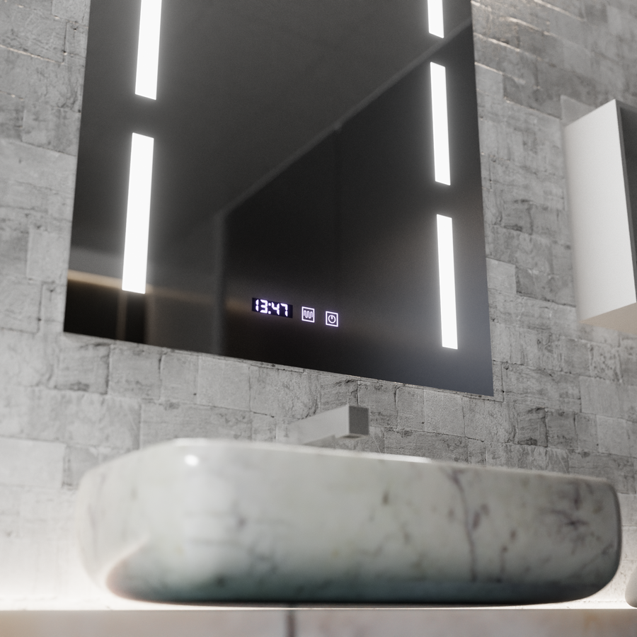 Oglinda LED Touch Erich S86/60X80 Sistem Dezaburire, Ceas si Temperatura 60x80 cm Oglinzi Korman S Default Title Alessandro Design