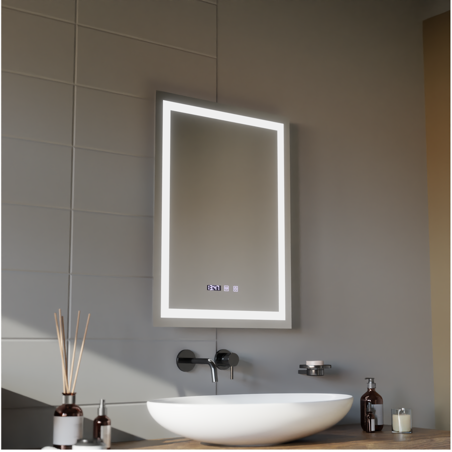 MODENA LED Touch Mirror Sistema Antiappannamento, Orologio e Temperatura 60x80 cm Korman S Specchi Titolo predefinito Alessandro Design
